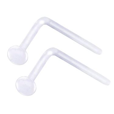 Imagem de 2 peças 20 g bioplast micro nariz anel em forma de L branco flexível pequeno pino de barra de pino único BEPV, Aço inoxidável, Na