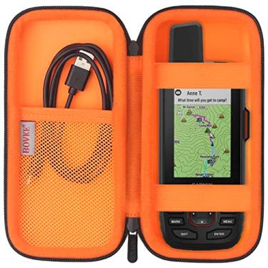 Imagem de BOVKE Estojo de transporte GPS para Garmin GPSMAP 66i, Garmin InReach Explorer+, suporte de navegação GPS para Garmin GPSMAP 78sc 66s, portátil, cabo de carregamento com bolso de malha, preto