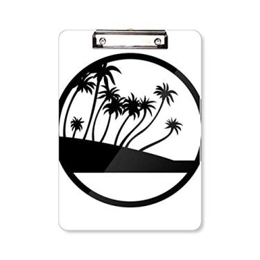 Imagem de Prancheta preta de planta de coqueiro, pasta, bloco de notas A4