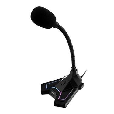 Imagem de C3Tech Microfone Gaming MI-G100BK Preto USB Com LED Multicores omnidirecional Haste Flexivel podcasting streaming de jogos