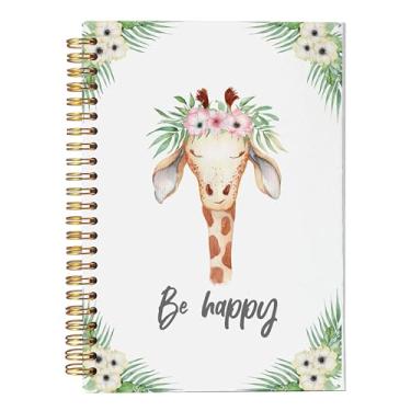 Imagem de VNWEK Caderno de girafa Be Happy Baby – Caderno fofo para mulheres e meninas, presentes de girafa fofos, caderno espiral 14 x 20 cm, cadernos de escrita