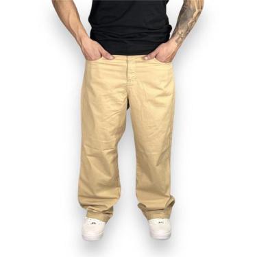 Imagem de Calça Jeans Balão Bag Skate Boca Larga Masculina Hunter, XG, Bege