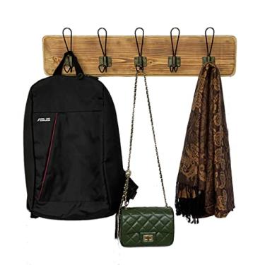 Imagem de WRIGHTMART Cabide de madeira de 61 cm, pinheiro rústico recuperado com 5 ganchos de armazenamento, design de fazenda para jaquetas, chapéus, cachecóis, guarda-chuvas, bolsas, chaves, trelas, toalha,