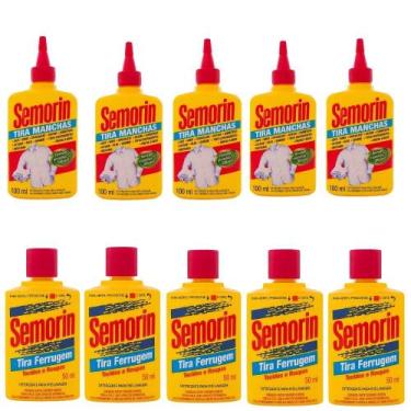 Imagem de Kit 5 Semorin Tira Ferrugem 50ml 5 Semorin Tira Mancha 100ml