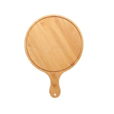 Imagem de Pá de pizza de madeira, tábua de servir pão, tábua de charcutaria redonda com alça, casca para fazer pizza, bandeja para assar pizza, prato de bife