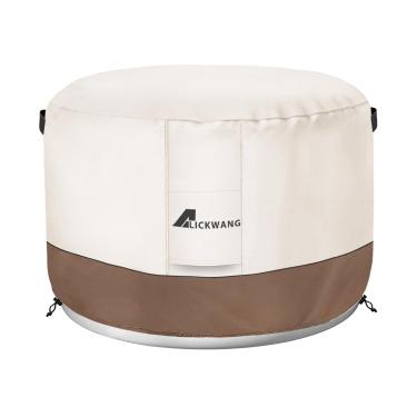 Imagem de Capa de fogueira para fogueira de fogão solo, 600D, resistente a rasgos, resistente, durável, 100% à prova d'água, 50-56 cm, lareira a gás à prova de intempéries, bege 56 x 40 cm