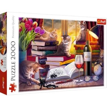 Imagem de Trefl 27126 Noite de gato 2000 elementos DIY animais entretenimento criativo quebra-cabeça clássico para adultos e crianças a partir de 14 anos