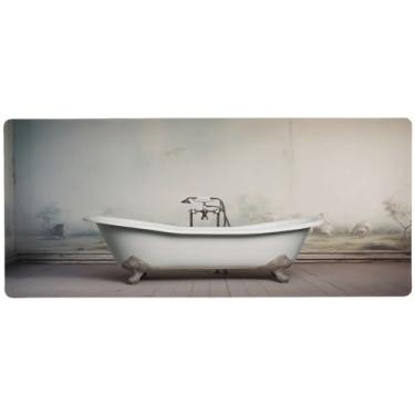 Imagem de Wassud Mouse pad de banheira para jogos com base de borracha antiderrapante, mouse pad longo com borda costurada, almofada grande à prova d'água para escritório, casa, 80 x 30 cm
