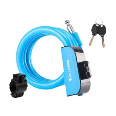 Imagem de oshhni Cadeado de cabo universal para bicicleta, trava de compacta e anti-perda com 2 chaves para bicicletas de montanha e uso externo, Azul