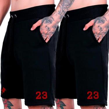 Imagem de Kit 2 Bermudas Moletom Esportivas Shorts Basquete Americano 23 Plus Size-Masculino