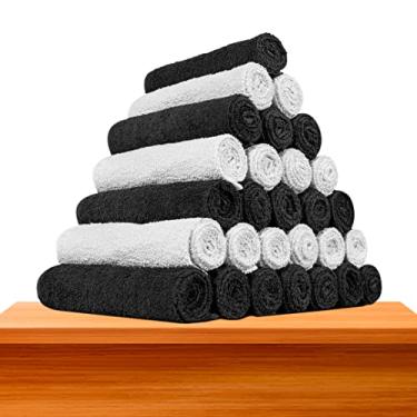 Imagem de Kit 30 - Toalhas De Rosto Para Salão - Profiline (15 Brancas + 15 Pretas)