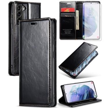 Imagem de Asuwish Capa de celular para Samsung Galaxy S21 Plus S21+ 5G capa carteira de vidro temperado protetor de tela flip porta-cartão de crédito com suporte para celular S21+5G S21plus 21S + S 21 21+ G5