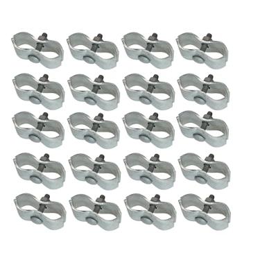 Imagem de Plutreas Braçadeiras de painel de cerca de elos de corrente de 3,5 cm Braçadeiras de painel de canil para estrutura de painel de tubo redondo (conjunto de 20)