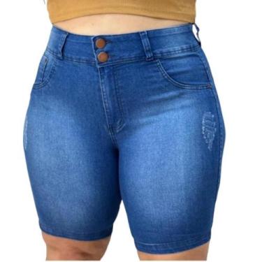Imagem de Bermuda Short Jeans Pedal Plus Size Tamanho Grande Lycra - Karha, Azul