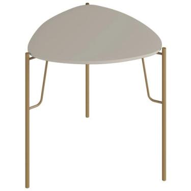 Imagem de Mesa Lateral Para Sala de Estar Baixa Pés Industrial Dourado Alef I03 