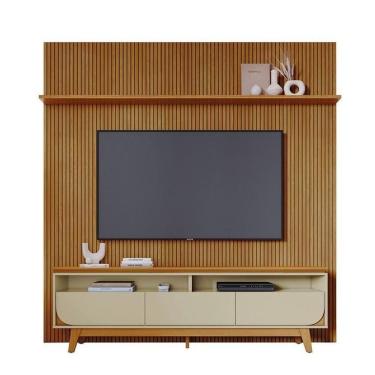 Imagem de Composição Luna Bancada E Painel Para 75 Polegadas Com Portas - Madetec Cumaru Opala
