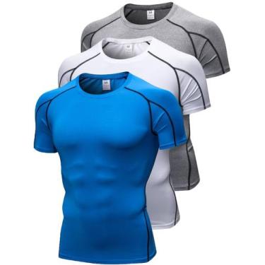 Imagem de Camisa de compressão Queerier para homens de manga curta Running Gym