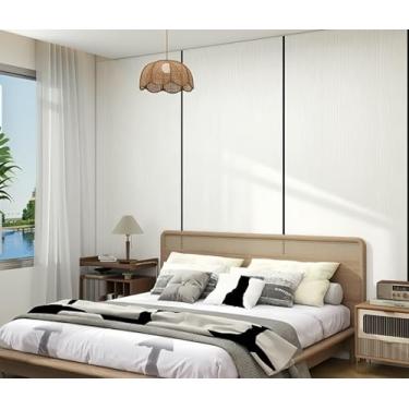 Imagem de ESSMOKO Papel de parede efeito de grão de madeira impermeável resistente a manchas autoadesivo adequado para renovação de parede de cozinha e banheiro papel de parede de grão de madeira branca 40