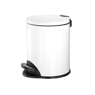 Imagem de Caixotes de lixo, lixeira 8L/12L Lixeira doméstica simples com tampa para cozinha, sala de estar, banheiro, lata de lixo operada por pés, caixa de banheiro de cozinha de aço inoxidável/verde/8L/branco