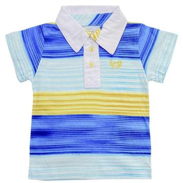Imagem de Camiseta Bebê Look Jeans Polo Listrada - M - UNICA-Masculino
