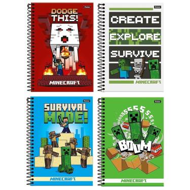 3 Caderno Minecraft Espiral + Brochura 1/4 + Caderno Desenho - Foroni -  Caderno de Desenho - Magazine Luiza