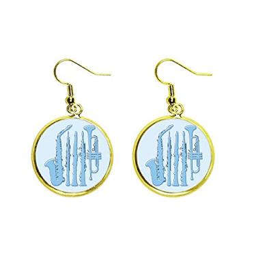 Imagem de Brinco de gota dourada de instrumento de sopro de orelha instrumento clássico de música mulher, metal