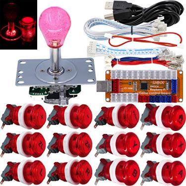Imagem de SJ@JX Lâmpada de controle de LED Arcade Game Codificador USB Gamepad Microswitch Botão de Luz 8 vias Joystick LED para Nintendo Switch PC PS3 Retropie Raspberry Pi MAME