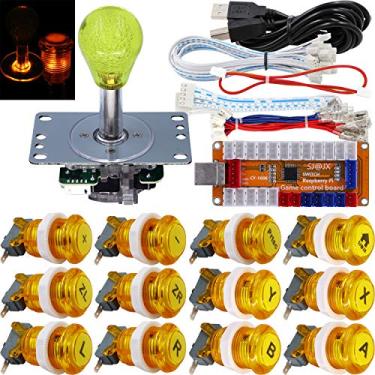 Imagem de SJ@JX Lâmpada de controle de LED Arcade Game Codificador USB Gamepad Microswitch Botão de Luz 8 vias Joystick LED para Nintendo Switch PC PS3 Retropie Raspberry Pi MAME