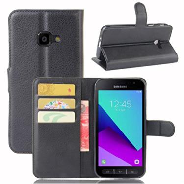Imagem de Capa carteira para Samsung Galaxy Xcover 4/G390F, capa carteira flip de couro PU premium com compartimento para cartão, suporte e fecho magnético [capa interior à prova de choque de TPU] Compatível