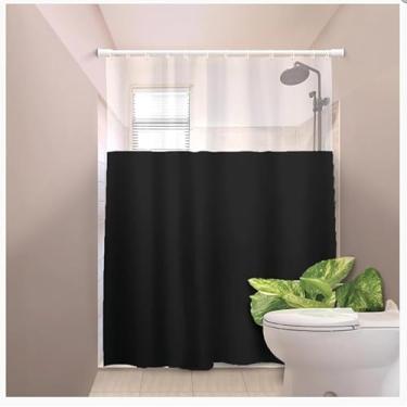 Imagem de Cortina De Box Banheiro PVC Com Visor Liso 138X198cm (Preto)