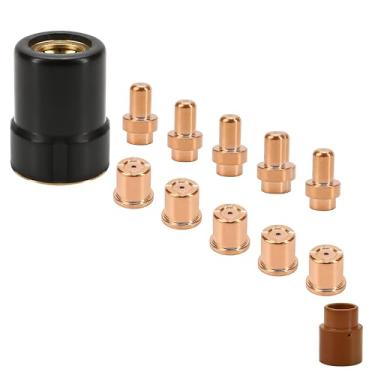 Imagem de Kit de pontas de cortador de eletrodo de plasma, consumíveis de corte, compatível com Eastwood Versa-Cut 40, tocha de plasma 40 Amps Trafimet CB50 (eletrodo + ponta + anel de redemoinho + copo escudo)