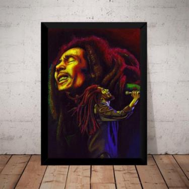 Imagem de Reggae Poster Arte Com Moldura Bob Marley Quadro 44x32cm - Fanarte