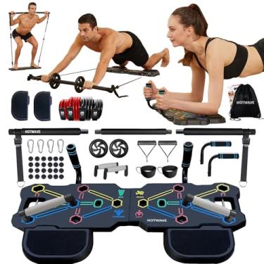 Imagem de HOTWAVE Equipamento De Treino Portátil Com 20 Acessórios De Ginástica. Prancha Push Up E Treinador De Prancha, Faixas De Resistência Com Roda Abdominal, Exercícios Em Casa Para Homens E Mulheres