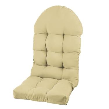Imagem de PNP HWJIAJU Almofada de cadeira Adirondack, almofada de cadeira de balanço 111,8 x 49,3 x 10,2 cm, almofadas de pátio com encosto alto superior e inferior com laços, protetor solar e resistente ao