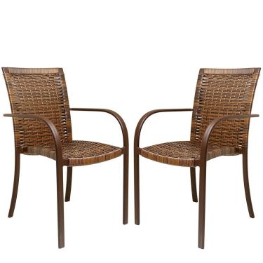 Imagem de 2 Cadeiras Ascoli Argila, Alumínio Pintura Eletrostática Marrom