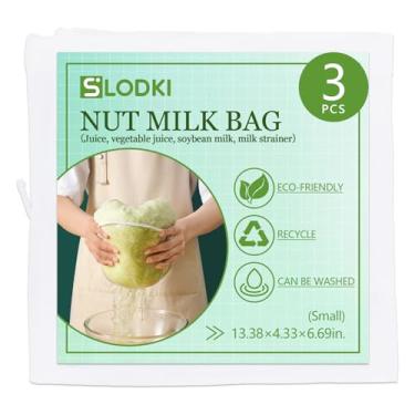 Imagem de Slodki Saco de pano de queijo para coar, saco de leite de nozes - Sacos de coar reutilizáveis para leite de nozes, leite de soja, recheios de bolinhos e muito mais (3, S)