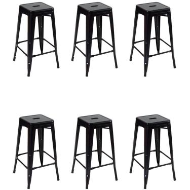 Imagem de Kit 6 Cadeiras Banqueta Oficial Alta Iron Tolix Preto