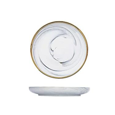 Imagem de Prato de serviço pratos de jantar de porcelana 25,4 cm, pratos redondos de cerâmica de mármore Phnom Penh para festas internas e externas pratos de bife e aperitivo (tamanho: 19,5 cm)