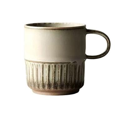 Imagem de GRFIT Caneca feita à mão copo de cerâmica simples retro caneca de cerâmica áspera copo de casal copo de beber de escritório para café bebidas leite caneca de café (cor: latão)