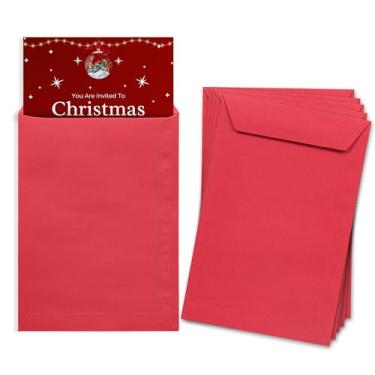 Imagem de Envelopes vermelhos 15 x 23 cm, pacote com 25, envelopes coloridos tamanho carta 15 x 23 cm, estilo aba aberta para cartões, convites, feriados, cartões postais, presentes, papel de 14,5 kg, para