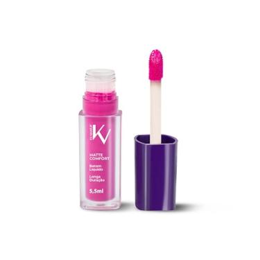 Imagem de KV MAKEUP Batom Líquido Matte Comfort, Rosa Neon, Longa Duração, 5,5ml