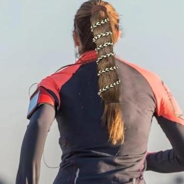 Imagem de 4 peças de prendedores de cabelo femininos de 63 cm de tensão sem danos para rabo de cavalo longo, prendedores de cabelo coloridos em espiral elástica