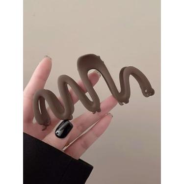 Imagem de Grampos de cabelo ondulados marrons para mulheres, grandes grampos de cabelo de plástico para cabelo grosso, minimalista, antiderrapante, prendedor de cabelo para mulheres, acessórios de cabelo