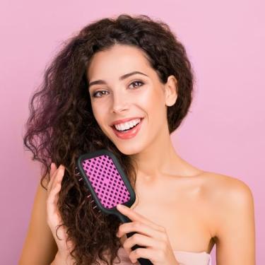 Imagem de Escova de cabelo Grid Paddle leve, antiestática, ferramenta de desembaraçar para cabelos e couro cabeludo mais macios
