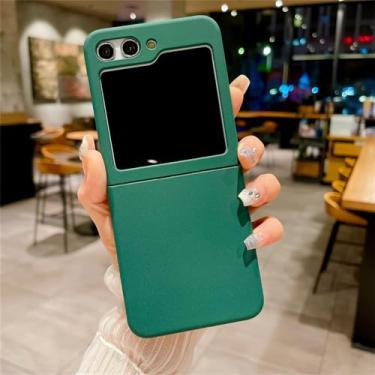 Imagem de Capa de telefone rígida fosca de cor pura para Samsung Galaxy Z Flip Fold 5 4 3 Capa dobrável de proteção de lente, verde, para Samsung Z Fold 5