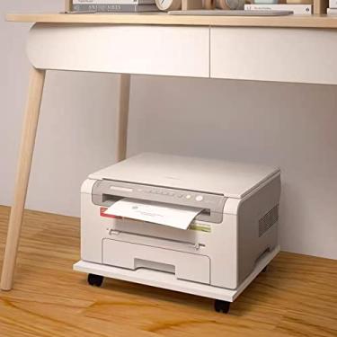 Imagem de Suporte de prateleira branco para impressora com 4 rodas rodízios sob a mesa suporte móvel para copiadora de escritório suporte de planta rolante bandeja de impressora carrinhos e suportes de
