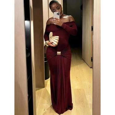 Imagem de Vestido De Festa Elegante Com Ajuste Slim, Decote Em Renda Com Mangas 