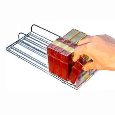 Imagem de Suporte organizador de cigarros de acrílico transparente - Rack de exibição automático para embalagem de 20 (6 cm L, 18-28 cm A) - Solução de varejo perfeita para venda de cigarros