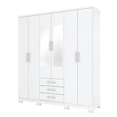 Imagem de Guarda Roupa Casal City 6 Portas Branco Com Espelho - Henn - MÓVEIS HE