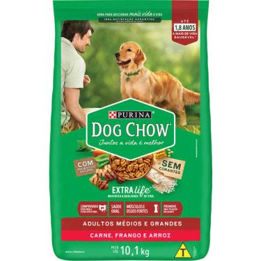 Imagem de Ração Seca Nestlé Purina Dog Chow Extra Life Carne, Frango e Arroz Cães Adultos Raças Médias e Grandes - 10,1 Kg